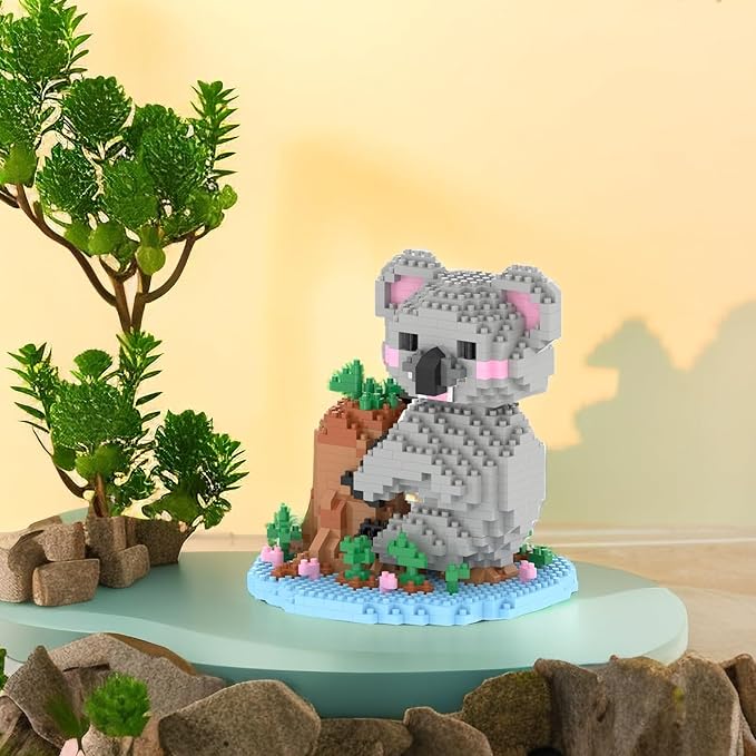 Larcele Animal Series Micro Building Blocks Animal Set DIY Mini 3D Building Toy Bricks1000 Pieces KLJM-07 (Koala)