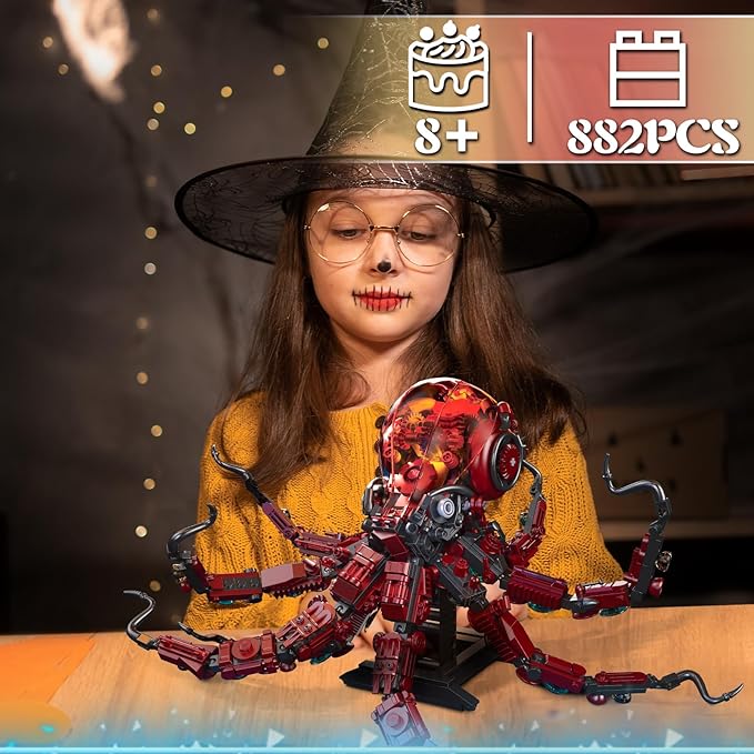 Mechanical Octopus Building Sets with Light Ocean Animal Building Kits for Adults Compatible with Lego Octopus 882PCS STEM Toy for Teens Boys &amp Girls 8-16