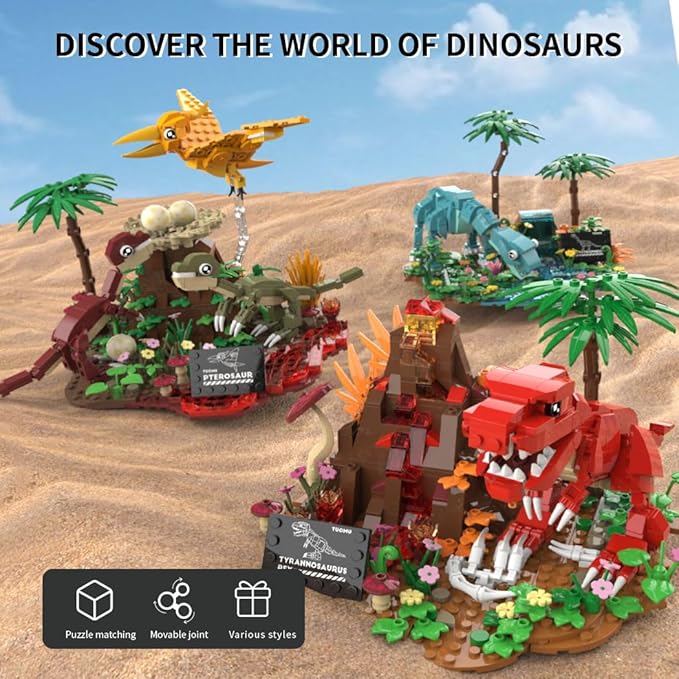 Dinosaur World T-Rex Building Set- Compatible with Lego Sets for Boys 8-14 Jurassic Volcano Era Building Birthday Gift Set for Boys &amp Girl (559 Pcs)