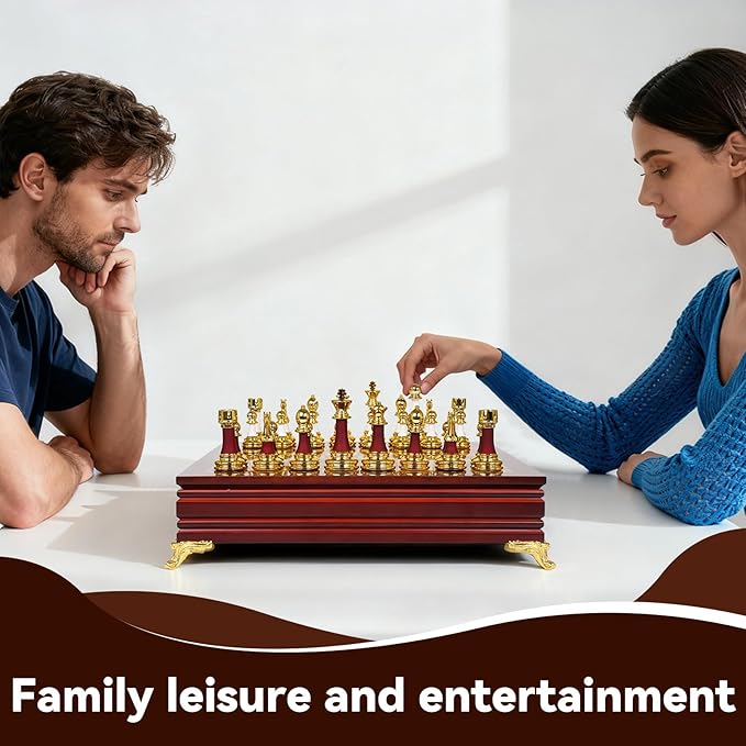 15-Inch Large Chess Set for Adults and Kids – Weighted Zinc Alloy &amp Acrylic Chess Pieces with Wooden Chess Board Premium Classic Board Game for Home Office Family Game Night &amp Gifts
