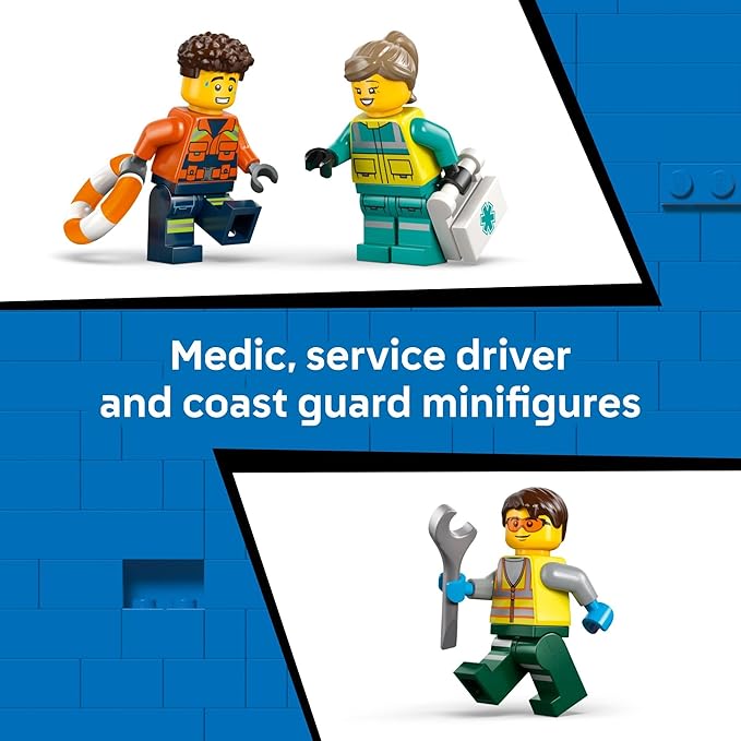 LEGO City Airplane Service Truck &amp Hovercraft Remix Building Toy for Kids - Mix &amp Match Emergency Vehicle &amp Truck Toys for Pretend Play - Gift Idea for Boys &amp Girls Ages 7+ - 60505