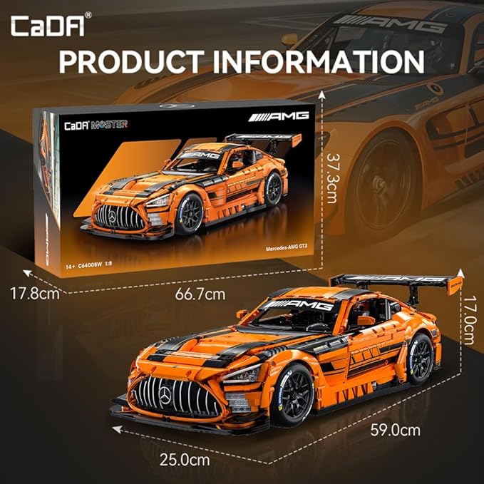 CaDA Master C64008W Mercedes-AMG GT3 Building Set1:8 Scale – 5466 PCS Officially Licensed Supercar Model Large Race Car Building Blocks Kit for Adults &amp Teens