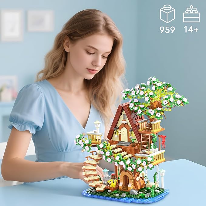 3 in 1 Cherry Blossom Treehouse Building Set Ideas Flower Tree House Set for Adults Collectible Creative Sakura Garden Toys Gifts for Teens 14+ (995 PCS)
