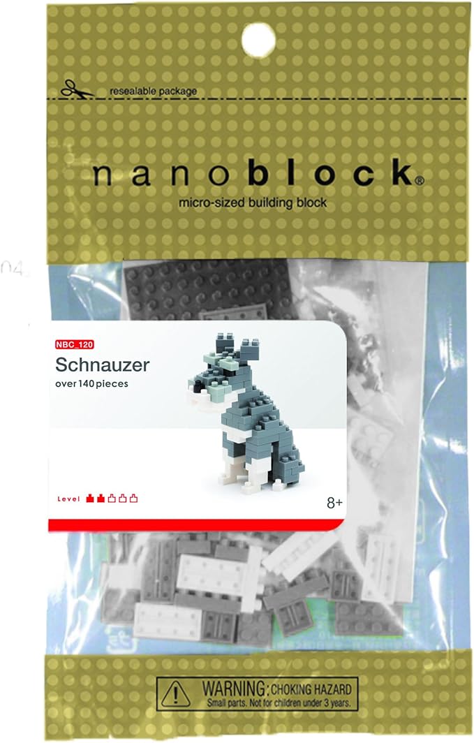 Nanoblock Schnauzer 110pcs Level 2 4mm x 5mm to 7 x 4.19 x 0.75 Grey Plastic Interlocking Building Set for Ages 12+
