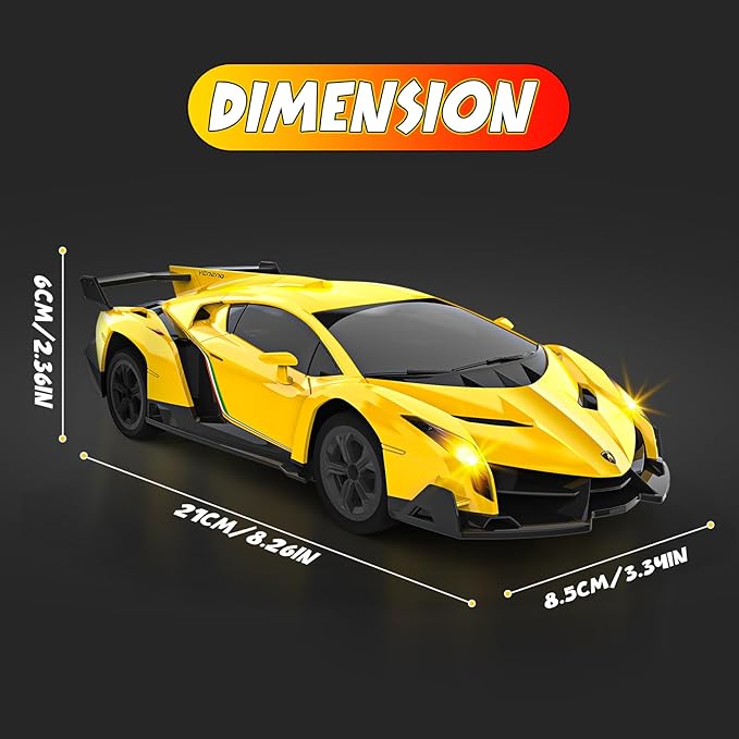 1:24 Lamborghini RC Cars - Dift Cars Licensed Lambo Remote Control Car with Dift Tyles &amp Road Blocks 2.4GHz Fast Speed Toy Car Christmas Toys GIFS for Kids Age 5+ Years Old (Yellow)