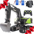 RC Excavator for Adults Huina 1593 Fully Functional 1:14 Toy 28 Channel Remote Control Truck Construction Vehicle Metal Bucket LED Lights Simulating Sounds 2 Batteries and Gripper 2026 Model