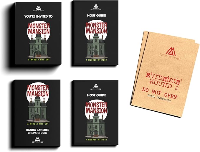 Masters of Mystery Monster Mansion Murder Mystery Dinner Party Game – Spooky Haunted Whodunnit Party Game for Adults – 4–20 Players