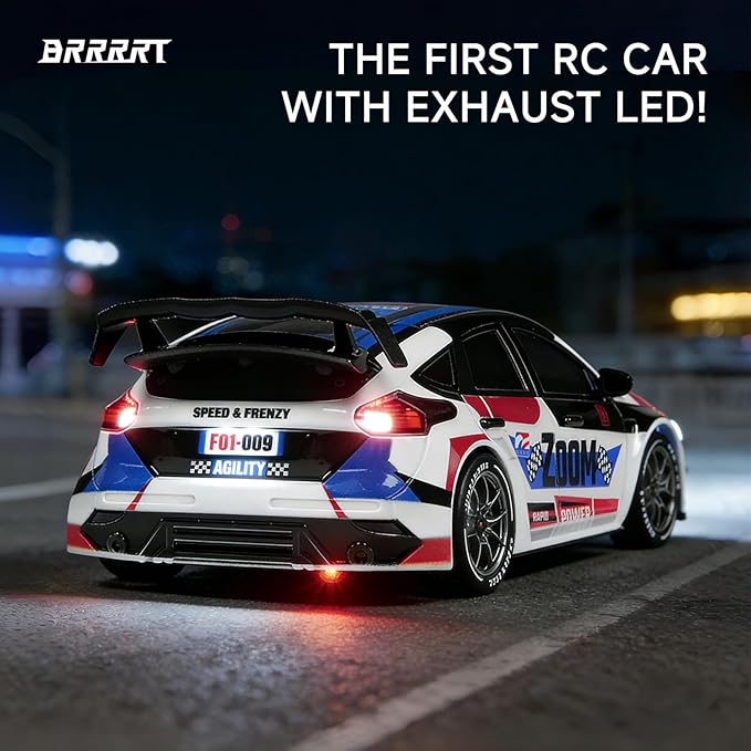 BRRRRT 1:24 Remote Control Rally CarDrift Car with LED Lights4WD High Speed Remote Control Cars for Boys and Girls Age 6+