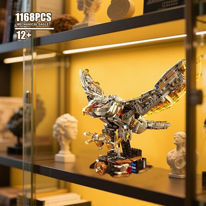 Mechanical Eagle Building Set with Light Compatible with Lego for Adult Rotatable Eagle Building Blocks Gift for Girls Boys Teens Age 12+ (1168 PCS)