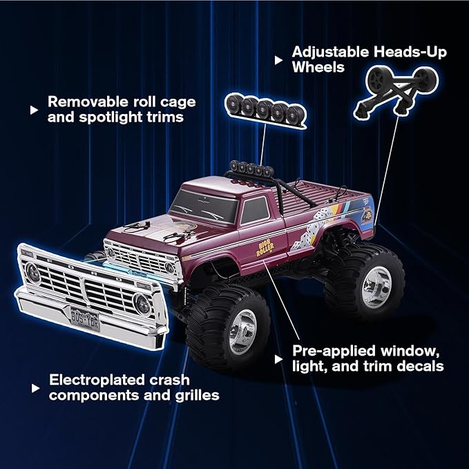 FMS 1/10 Ford F-100 RC Monster Truck RC Crawler RTR 2WD Off-Road Truck with Wheelie Bar High-Torque Motor Hobby Grade Remote Control Car for Adults Black