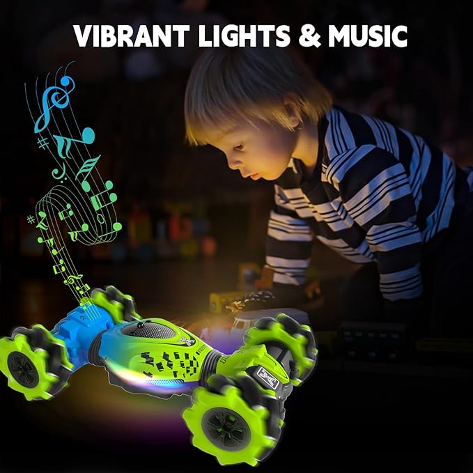 Remote Control Car - RC Drift Car for Boys Age 8-12 Gesture Sensing RC Stunt Cars 4WD Hot Wheels Cars Toy for Kids 4 5 6 7 8 9 10 Year Old Boy Birthday (Green)