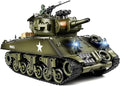 1/18 RC Tank 2.4G US M4A3 Sherman Remote Control Tank That Shoot BBS with Smoke Sound and Lights 165ft Remote Control Army Model Toy Military All-Terrain Vehicle for Kids &amp Adults