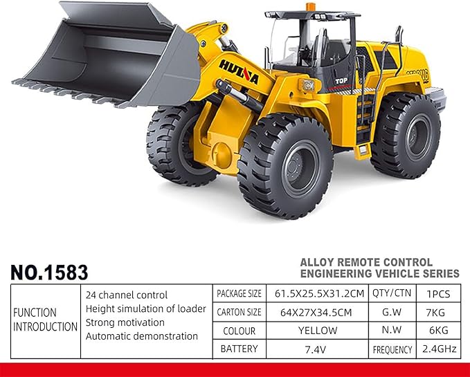 TOUCAN RC HOBBY US in Stock 1/14 HUINA Toys 2.4G 10CH Radio Controlled Loader 1583 Electric Lifting System Lights Sound RC Construction Vehicles Assembled for Adult