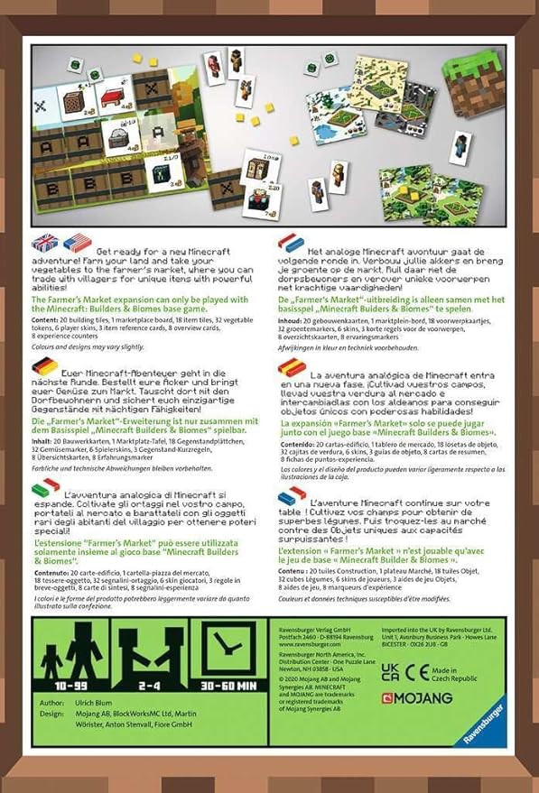 Ravensburger Minecraft: Builders &amp Biomes - Farmer's Market Expansion Strategy Board Game Ages 10 &amp Up - Amazon Exclusive