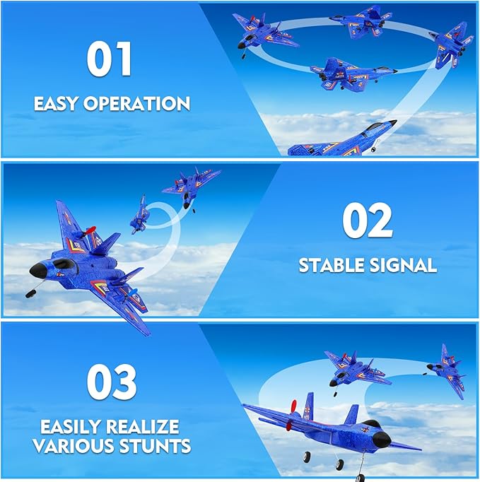 F22 RC Plane 2 Channel 2.4 GHz Remote Control Airplane Large RC Fighter Jet Toy with Lights Easy to Fly Gift for Kids Adults &amp Beginners