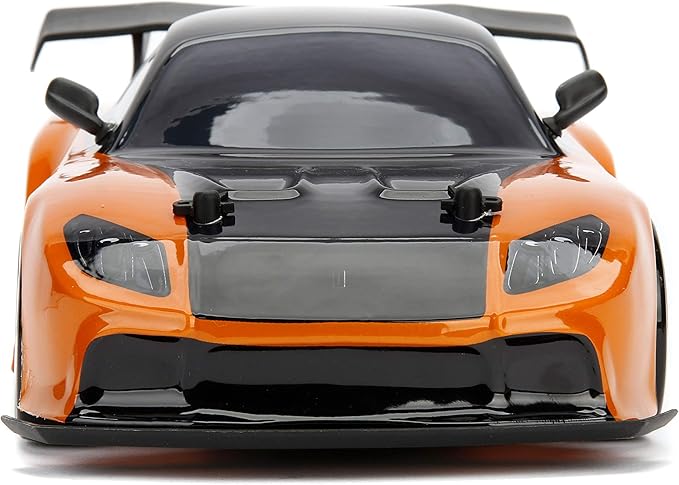 Jada Toys Fast &amp Furious Han’s Mazda RX-7 Drift RC Car 1: 10 Scale 2.4Ghz Remote Control Orange &amp Black Ready to Run USB Charging (Standard) (99700)
