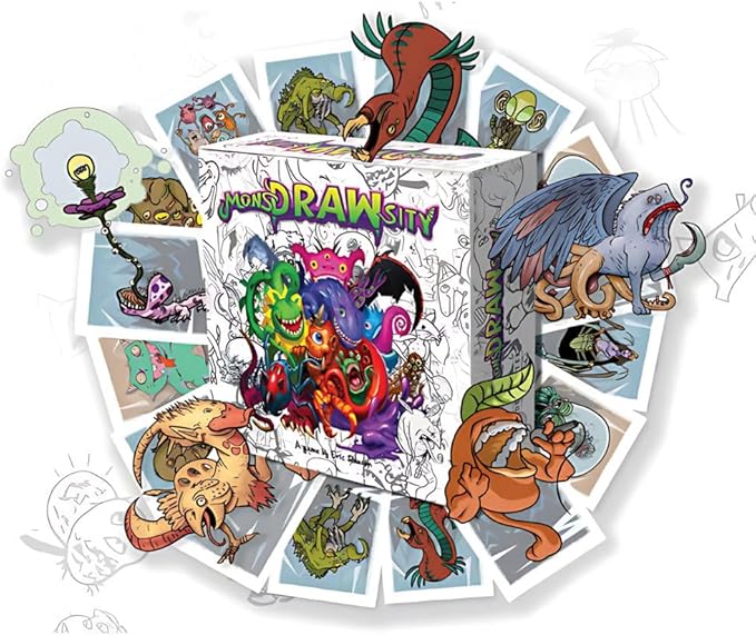 MonsDRAWsity Drawing Party Game Based on Verbal Description Take Turns Describing &amp Drawing a Bizarre Monster - Be The Player Whose Drawing Most Closely Matches 8+ 3-8 Players