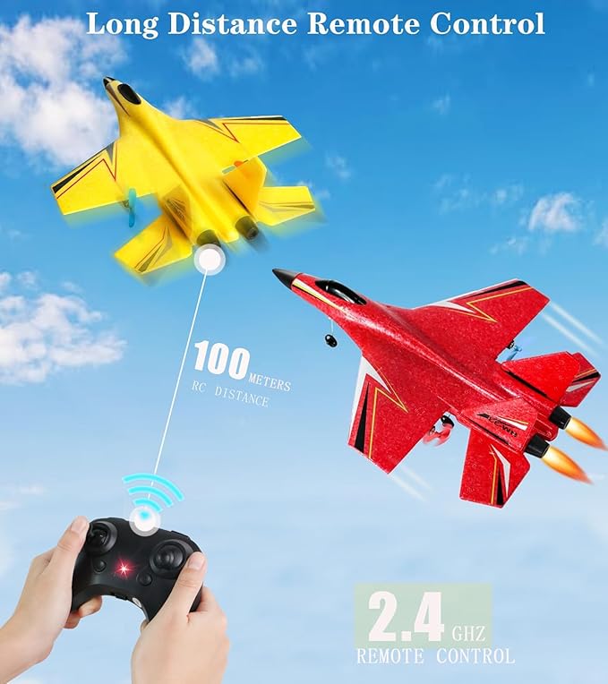 Remote Control Airplane for Kids 2 Channels Foam RC Planes Jet Wireless ToyHobby RC Glider Aircraft for Beginners Teen Boys Girls Adult Blue