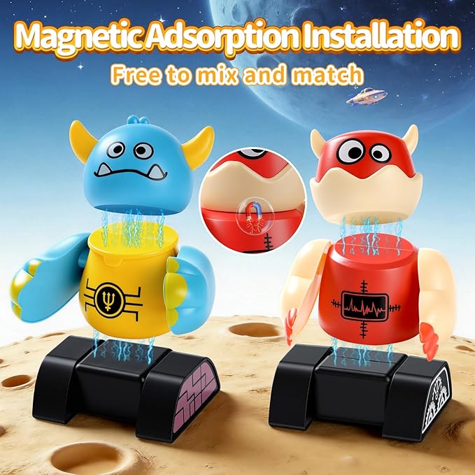 Magnetic Robot Building Toys for Kids 3-8 STEM Magnetic Monster Set DIY Stacking Robots with Storage Box Ideal Birthday for Boys Girls Age 3 4 5 6 7 8