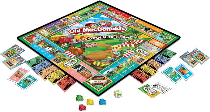 MasterPieces Kids &amp Family Board Games - Old MacDonald's Farm Opoly Jr. - Officially Licensed Board Games for Kids &amp Family