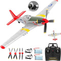 4-Channel RC Plane P51 Mustang - Ready to Fly RC Airplane with X-Pilot Stabilization - Remote Control Airplane for Adults One-Key Aerobatics 2.4GHz 6-Axis Gyro