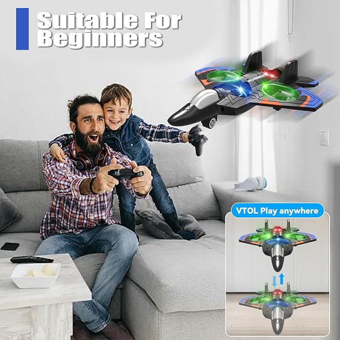 4DRC V32 Foam RC Planes with 3 Batteries Remote Control Airplanes for Kids Adults 8-16 RC Drone Airplane Helicopter Jet with Light 360° Flip Stunt Roll Airplane Toy Gifts for Kids Boys Adults