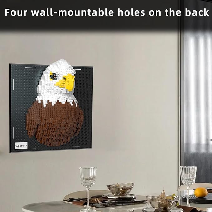 Mini Animals Building Blocks Set Eagle Mural - 3D Wall Art Eagle Micro Mini Building Block Bricks Toy Craft Kit Creative Ideals Collectible Architecture Deco Birthday Party Favor for Adult 1924PCS