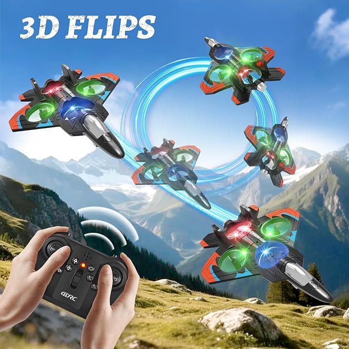 Foam Remote Control Airplanes with 3 Batteries RC Planes for Kids Adults 8-16 RC Airplane Fighter Jet with Light 360° Flip Fighter Jet Toys Stunt Roll Airplane Toy Gifts for Kids Boys