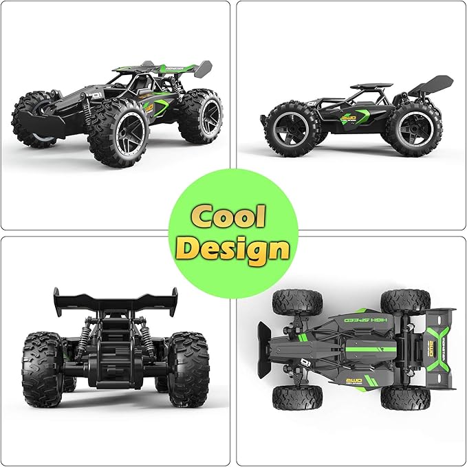 Remote Control Car RC Cars for boys age 8-12 Toys Cars for boys age 4-7 1:18 2.4Ghz Monster RC Truck Toys for Girls Off Road RC Crawler Easter Basket Stuffers Gifts for Kids(Black green)