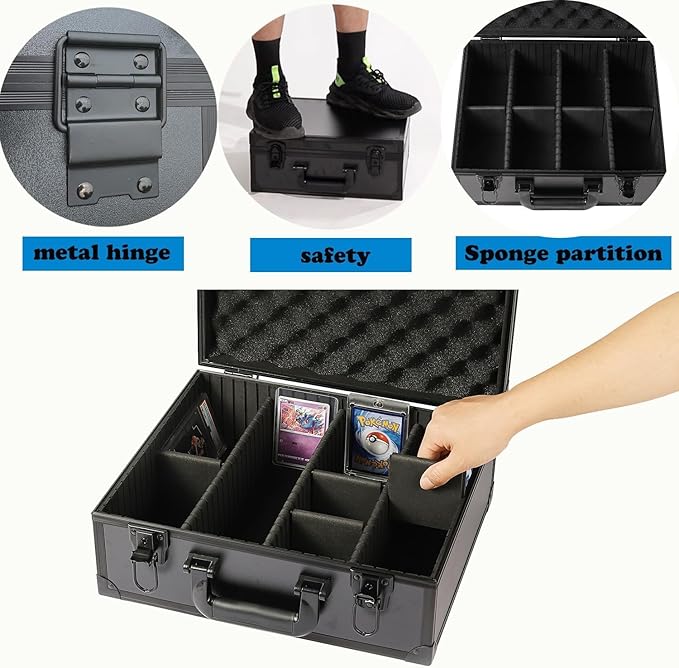 Toploaders Storage Box for 3 x 4 35pt Rigid Cards Trading &amp Sports Cards Graded &amp Rating Cards with 7 DIY Sponge Partitions (Holds 600+ Toploaders M600-Black)