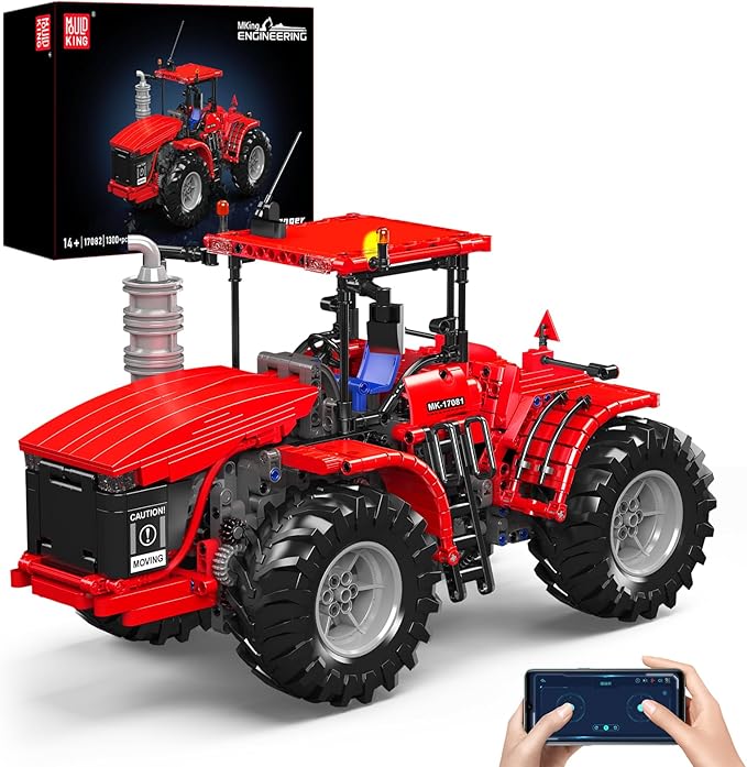 Mould King 17082 Tractor Building Blocks Set RC High-Tech Tractor Toy Realistic Engineering Toy with Motorized Functions Creative Gift Collectors (1300 PCS)