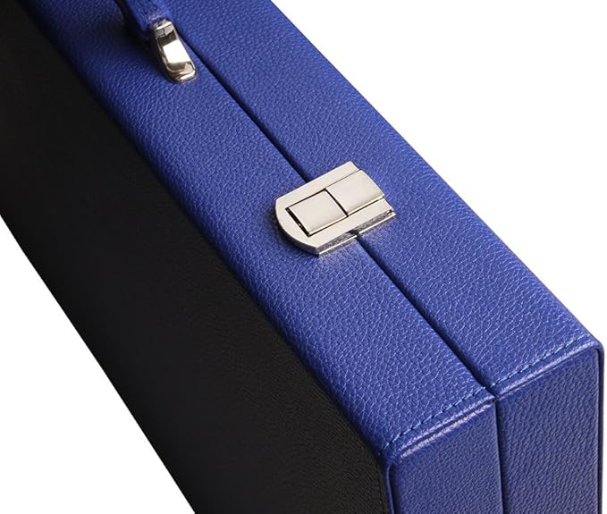19-inch Premium Backgammon Set - Large Size - Indigo Blue Board White and Navy Blue Points