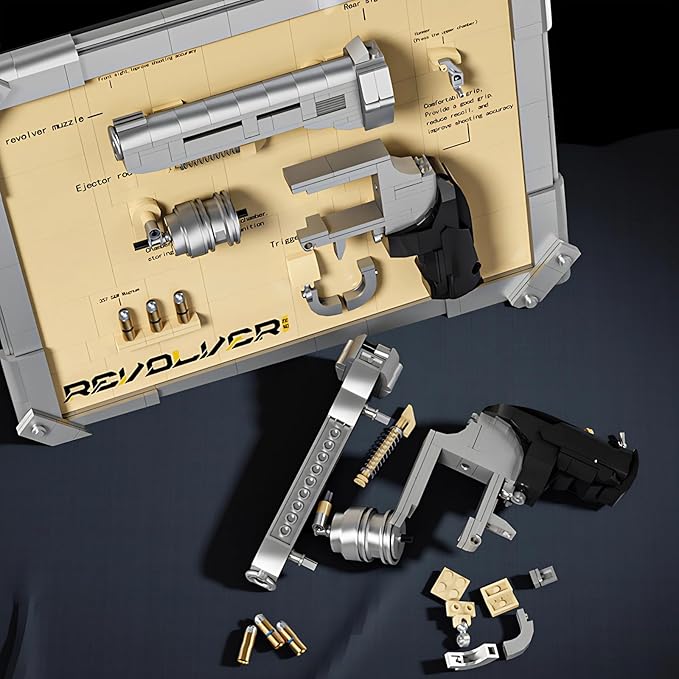 Revolver Building Blocks Gun Sets Exquisite Decorations for Home and Office Model Guns Collection Toy Building Bricks - Creative Gift for Adults Teens and Militarily Toy Lovers 559 Pieces