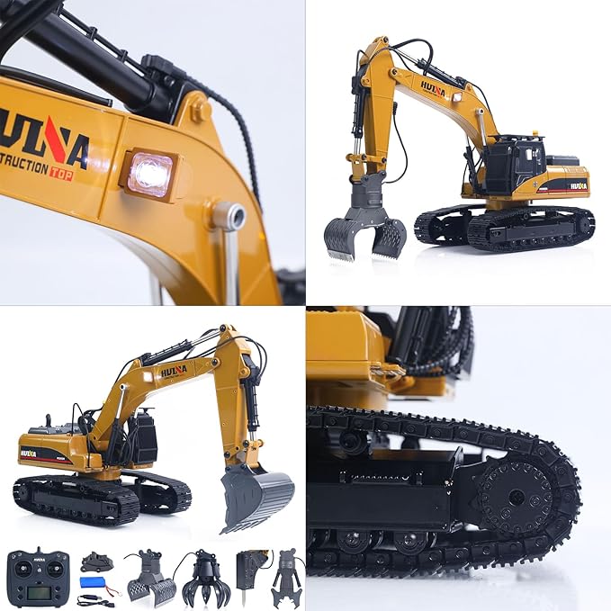 TOUCAN RC HOBBY US in Stock 1/14 Metal Excavator Model HUINA New Upgrade 580 Engineering Vehicle Electric Ball Grabber 360 Rotating Shear Claw Sound Lights for Ages 14+ Gift