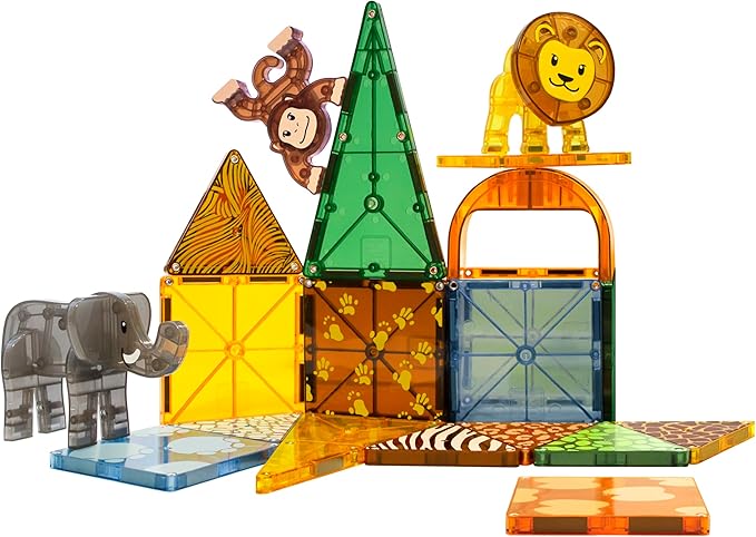 MAGNA-TILES Safari Animals 25-Piece Magnetic Construction Set The ORIGINAL Magnetic Building Brand