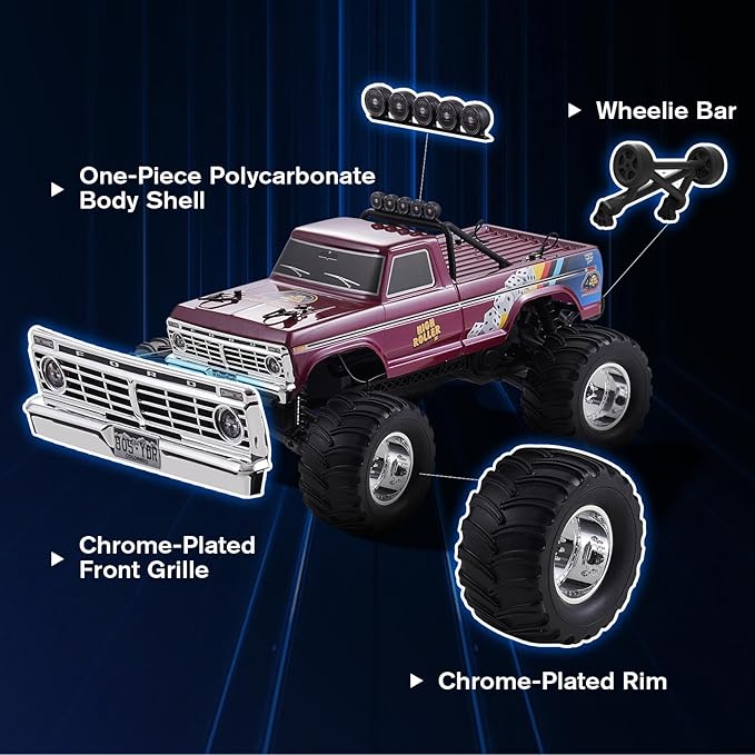 FMS 1/10 RC Truck Ford F100 – 2WD Monster Truck with Licensed Body 550 Brushed Motor Oil Shocks Independent Suspension – All-Terrain RC Crawler High Speed Off-Road RC Car for gift (HIGH ROLLER RS)