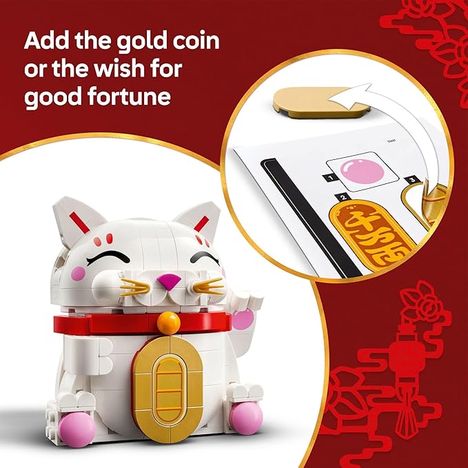 LEGO Lucky Cat Building Toy for Girls &amp Boys - Smiling Cat W/Waving Paw Function for Kids Ages 9+ - Home Decor for Spring Festival &amp Chinese New Year Celebrations - Gift Idea for Birthdays -
