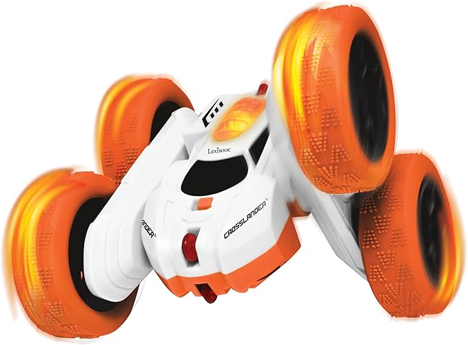 LEXiBOOK- Crosslander Luminous Terrain Car Wrist Remote Rechargeable Electronic Action Kit White/Orange Color