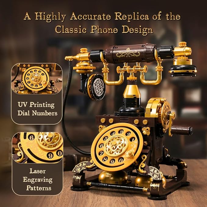 PANTASY Retro Phone Building Blocks Set for Adults Vintage DIY Telephone Model Kit with Realistic Design Creative Home Decor Gift Ideal Gifts for Collectors &amp Hobbyists