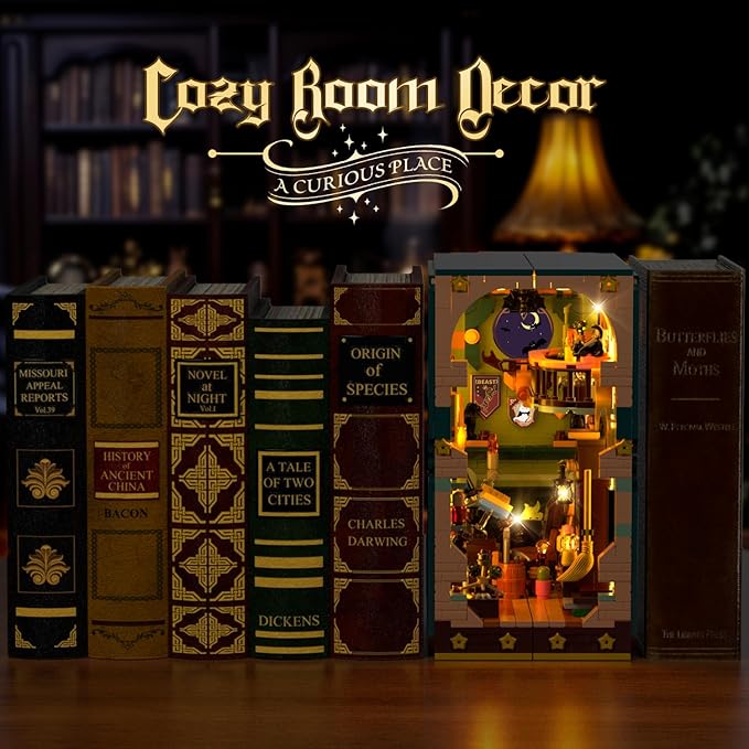 Magic Potion Booknook Building Set with Light DIY Bookend Building Block Kit for Home Decor Bookshelf 990 PCS Miniature Book Nook House Building Brick Model for Adults Kids Boys Girls Age 8+