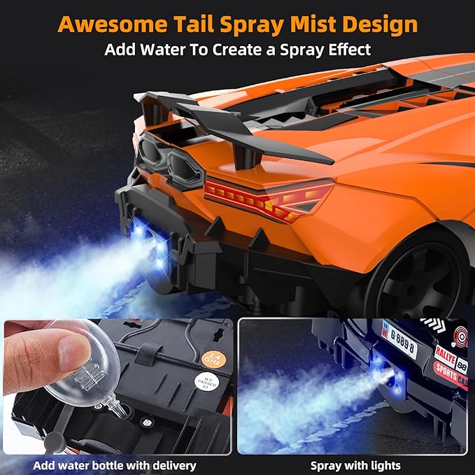 RC Drift Car 2.4GHz Drifting RC Cars 1/24 4WD Drift Car Fast Remote Control Vehicle with LED Lights Rechargeable Battery and Drifting Tires Racing Sport Toy Cars for Adults Boys Girls Kids