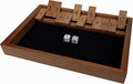 WE Games Wooden Shut The Box - Close The Box Set with 12 Number Tiles &amp 2 Dice Games - 13.5” Walnut Stained Finish