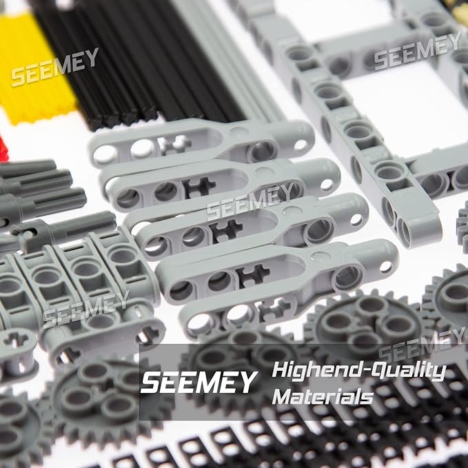 SEEMEY 855Pcs MOC Spare STEM Parts Cars Gears Axles Wheels Connectors Building Block Accessories Pieces Sets Chain Link Pins Connector Joints Bricks Shock Absorber