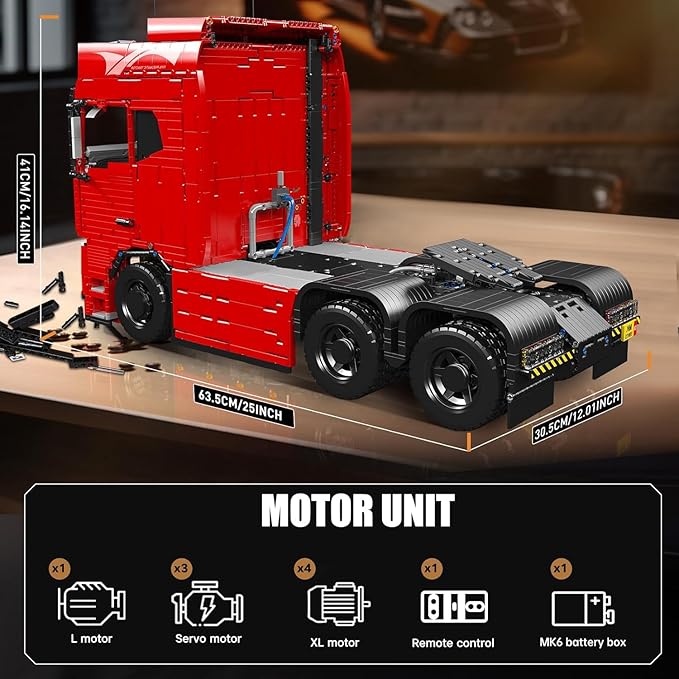 Mould King Tractor Truck Block Kits Model MOC 19015 Building Blocks Set to Build Gift for Age 14+/Adult Collections Enthusiasts(4608 Pieces with Motor/APP Remote Control)