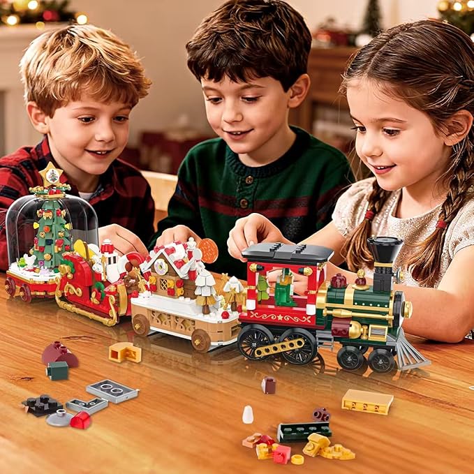 Christmas Train Building Blocks Set Trian Model Building Toy Collectible Holiday Block Sets for Boys &amp Girls Home Decor for Adult Boys Girls Kids Aged 8+(1041 PCS)