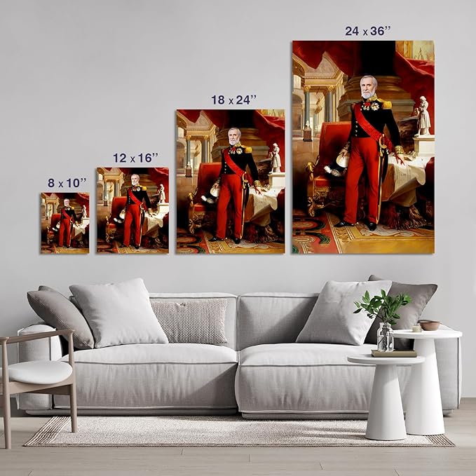 Turn Me Royal Custom Portrait from Your Photo Personalized Canvas Wall Art as Unique Birthday Gift for Men Turn him into Royalty (The Great Prince 12 x 16)