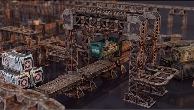 TinkerTurf Sci-Fi Terrain: MagLev Depot v2 Abandoned Theme Sturdy Affordable Great-Looking Full-Color Terrain Quick and Easy to Assemble Virtually Limitless Setups