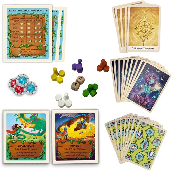 Dragon Hoard Board Game Fantasy Adventure for Kids and Family Fight Dragons to Win Gold Fun and Easy Strategy Semi-cooperative gameplay Ideal for Family Game Nights Ages 8+ 30 mins 2-5 Players