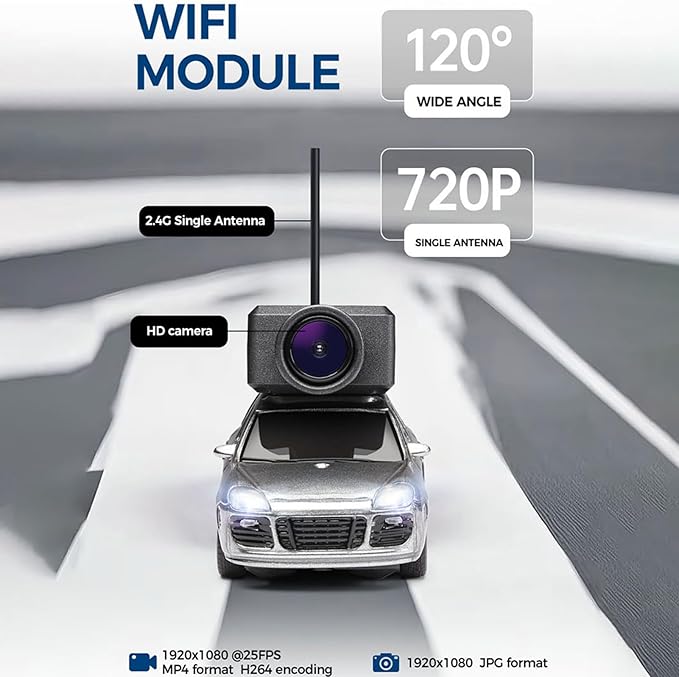 WLtoys Mini RC Car 1:64 Scale FPV RC Drift Car with 720P HD Camera 2.4GHz Transmitter WiFi App Control with Gyro LED Lights Mini Racing Toys (Silver Gray)