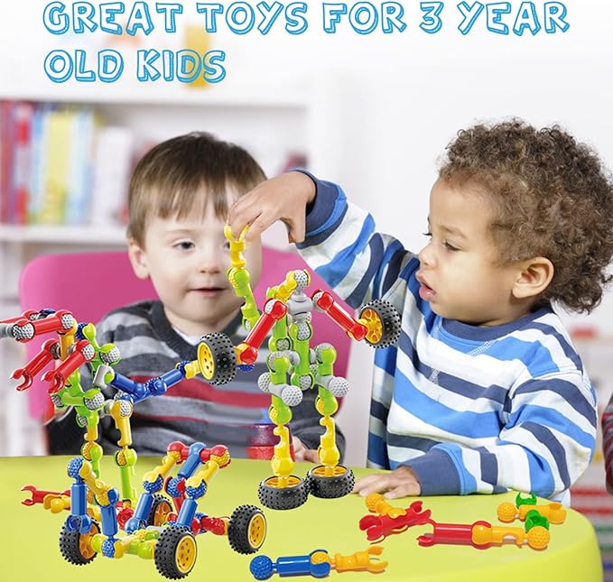 170 Pcs Building Toys for Kids Ages 4-8 with Toy Box Storage Idea Guide Building Blocks STEM Toys for 3 4 5 6 7 8 9 Year Old Creative Kids Activity Christmas Birthday Gifts for Boys Girls